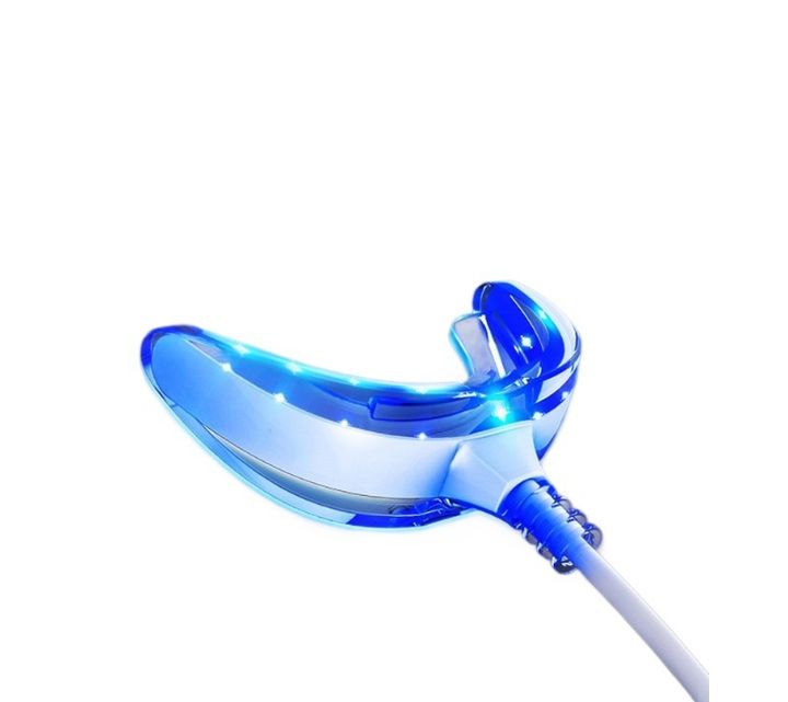 16-LED whitening tray light switched on.